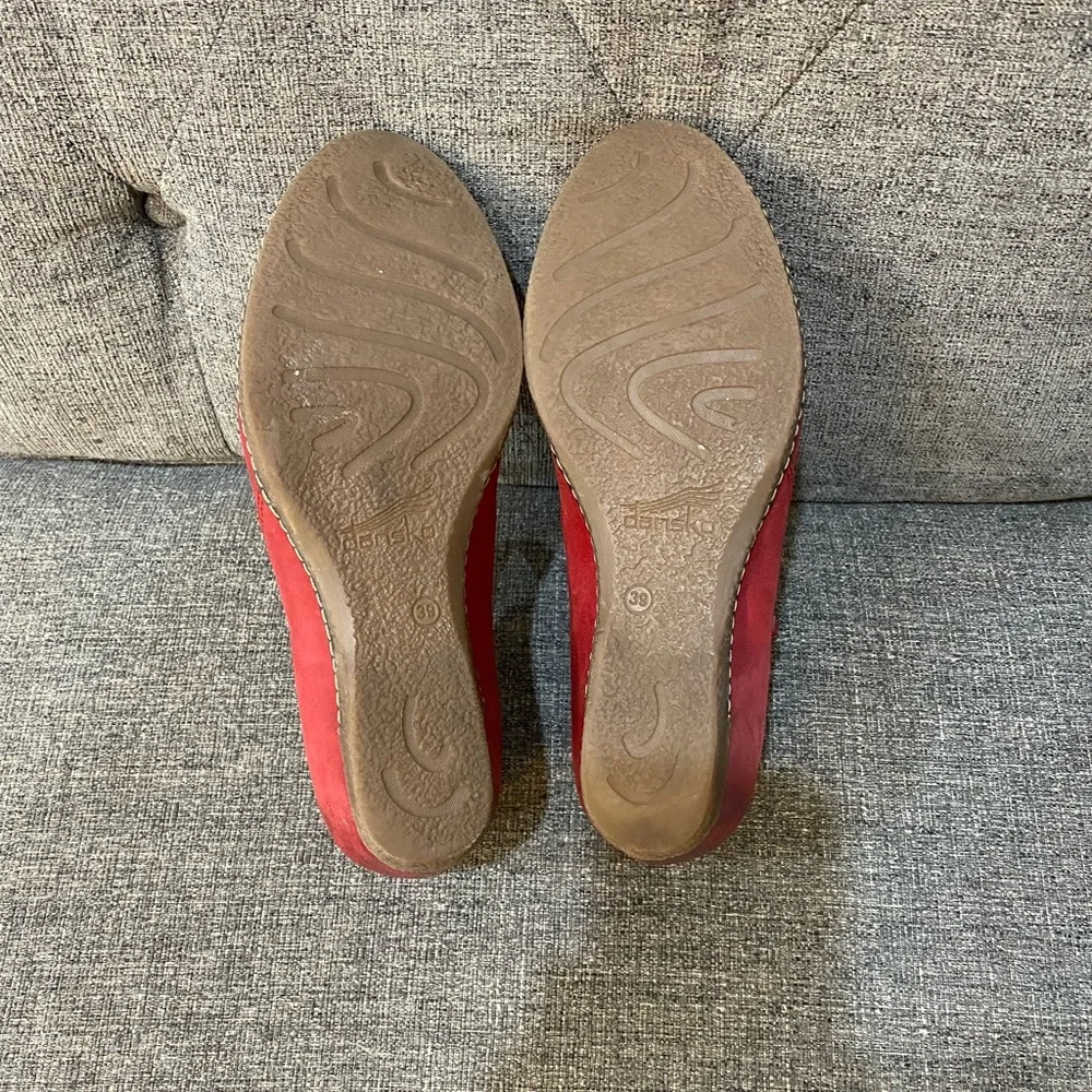 Dansko Red Leather Mary Jane Wedges